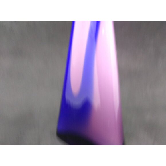 Vtg MCM Cased Glass Triangular Bud Pop Art Purple Bud Vase Japan 7.5"  READ - Picture 14 of 15